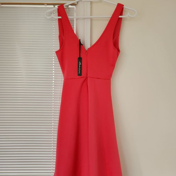 Pink Low Cut Skater Dress - Picture 2 of 2